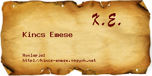 Kincs Emese névjegykártya